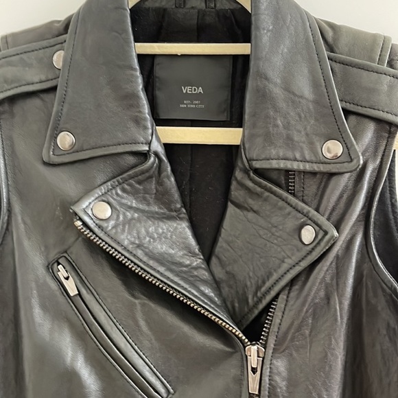 Veda leather Moto vest, 100%lambskin. No scratched perfect condition,small,Blk - Picture 3 of 4